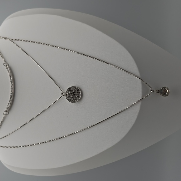 Jewelry - ✨2/$10✨ Multi Chain Layered Diamond Necklace Micro Pave Round Semicircle